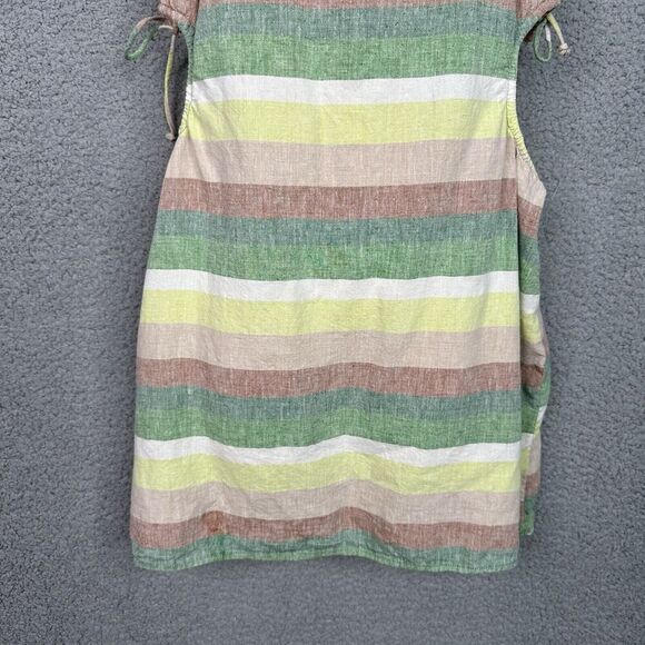 Aerie Mini Dress Size Medium Striped Multicolor Line Blend Side Cut Out Smocked - Picture 4 of 11